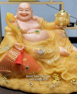 tượng Phật Di Lặc cá chép thạch anh đẹp nhất