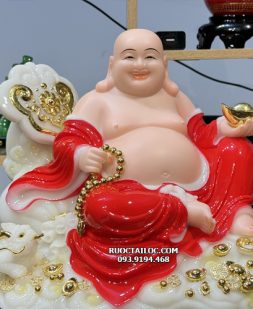 tượng Phật Di Lặc đỏ gánh như ý đẹp nhất