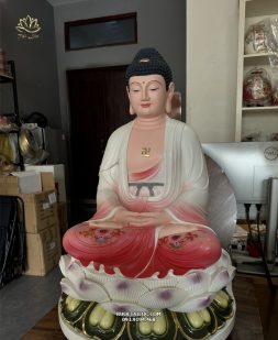 tượng Phật A Di Đà gấm đỏ poly đẹp